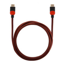 Kábel HDMI-HDMI v2.0, OFC, medený, 3D, herný, PC, červený/čierny, opletený, 4K, 1,8 m