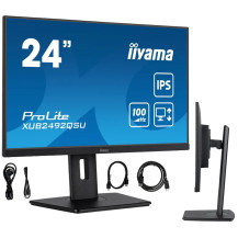 Monitor iiyama ProLite XUB2492QSU-B1 24" WQHD IPS 100Hz 0,5ms  /HDMI, DisplayPort/  hub USB, FlickerFree, BlueLightReducer