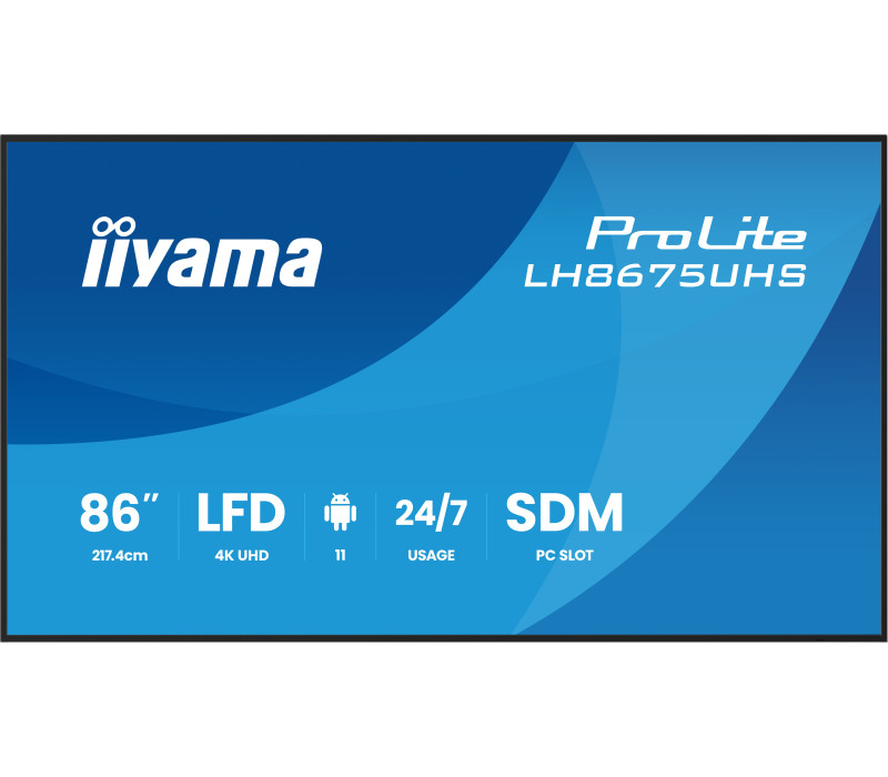 Profesionálny monitor digitálnych nápisov iiyama ProLite LH8675UHS-B2AG 86" 4K UHD IPS LED, 24/7, Android, iiSignage²