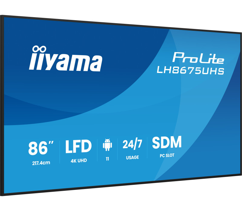 Profesionálny monitor digitálnych nápisov iiyama ProLite LH8675UHS-B2AG 86" 4K UHD IPS LED, 24/7, Android, iiSignage²