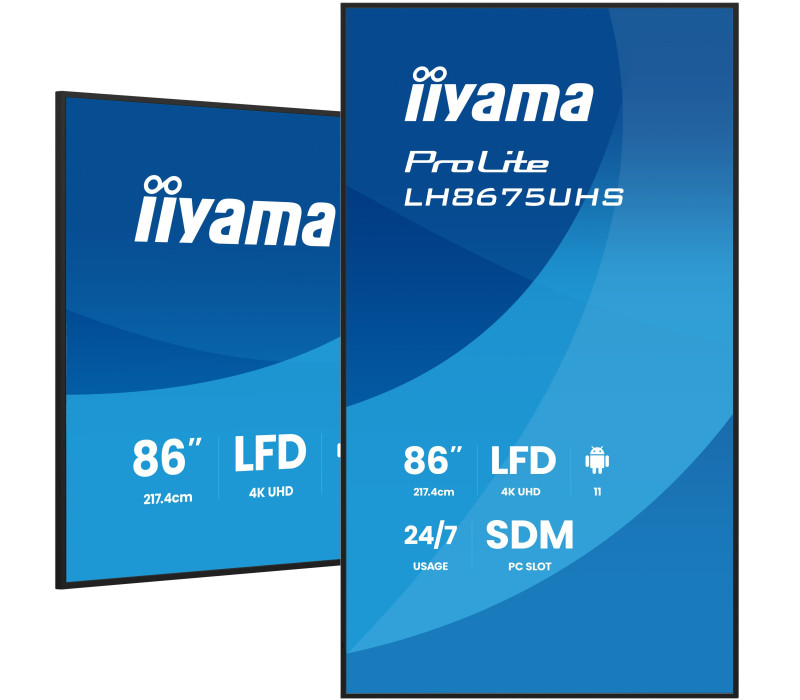 Profesionálny monitor digitálnych nápisov iiyama ProLite LH8675UHS-B2AG 86" 4K UHD IPS LED, 24/7, Android, iiSignage²