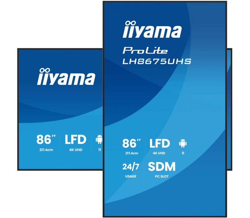 Profesionálny monitor digitálnych nápisov iiyama ProLite LH8675UHS-B2AG 86" 4K UHD IPS LED, 24/7, Android, iiSignage²
