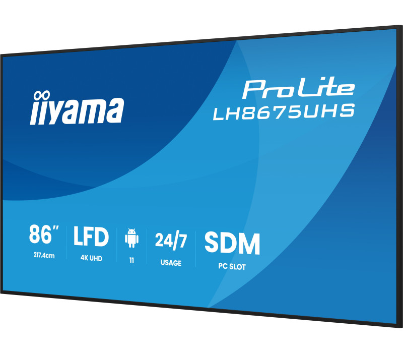 Profesionálny monitor digitálnych nápisov iiyama ProLite LH8675UHS-B2AG 86" 4K UHD IPS LED, 24/7, Android, iiSignage²