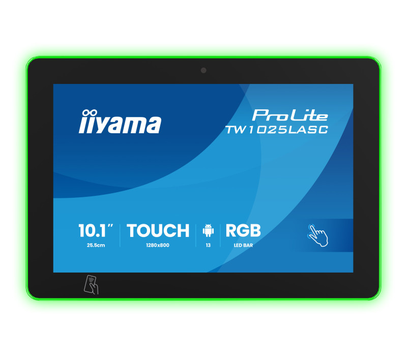 Dotykový monitor iiyama TW1025LASC-B3PNR 10" Android 16, POE, NFC/RFID, LED RGB, iiSignage², kamera, mikrofón, reproduktory