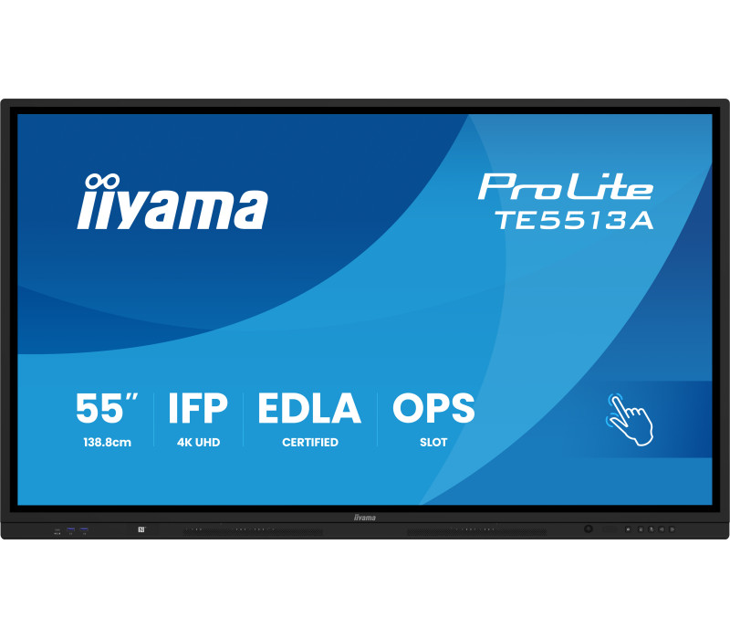 Interaktívny monitor iiyama 55" TE5513A-B3AG 4K IPS LED, Android 14+EDLA, iiShare, DMS, WiFi 6E, USB-C, NFC, PureTouch-IR+