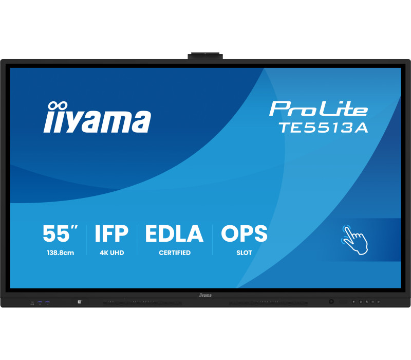Interaktívny monitor iiyama 55" TE5513A-B3AG 4K IPS LED, Android 14+EDLA, iiShare, DMS, WiFi 6E, USB-C, NFC, PureTouch-IR+