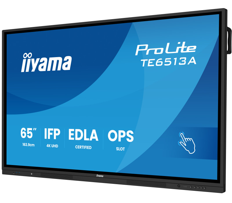 Interaktívny monitor iiyama 65" TE6513A-B3AG 4K IPS LED, Android 14+EDLA, iiShare, DMS, WiFi 6E, USB-C, NFC, PureTouch-IR+
