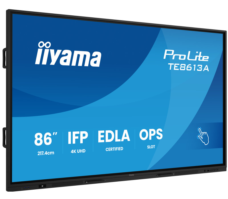 Interaktívny monitor iiyama 86" TE8613A-B3AG 4K IPS LED, Android 14+EDLA, iiShare, DMS, WiFi 6E, USB-C, NFC, PureTouch-IR+