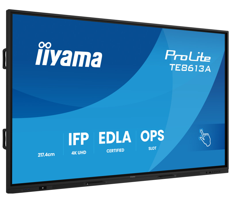 Interaktívny monitor iiyama 86" TE8613A-B3AG 4K IPS LED, Android 14+EDLA, iiShare, DMS, WiFi 6E, USB-C, NFC, PureTouch-IR+