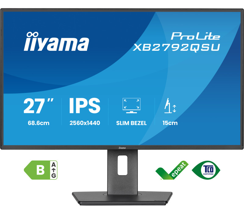 27" monitor iiyama ProLite XB2792QSU-B1 IPS WQHD LED 120Hz /HDMI, DP/ FlickerFree, EyeSafe, Eye Comfort, HAS