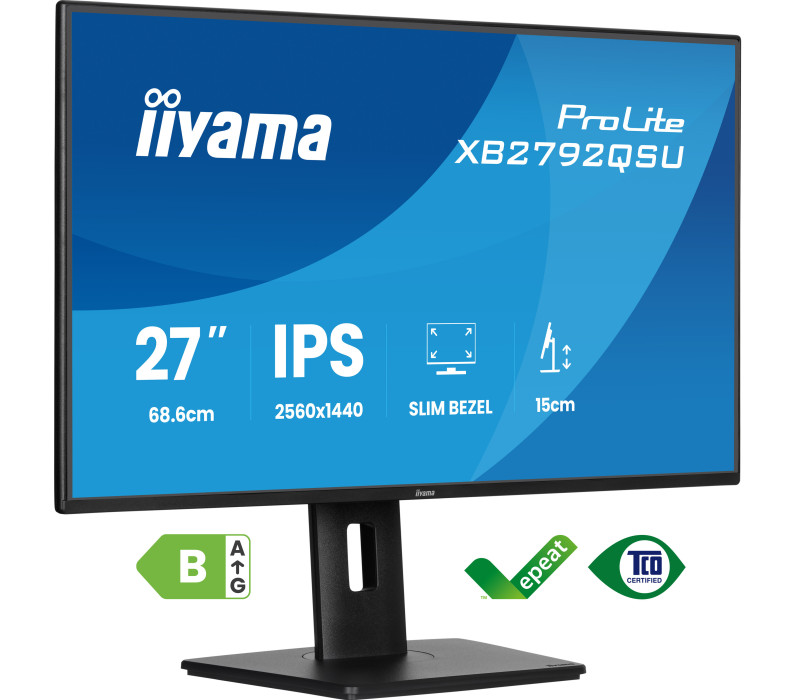 27" monitor iiyama ProLite XB2792QSU-B1 IPS WQHD LED 120Hz /HDMI, DP/ FlickerFree, EyeSafe, Eye Comfort, HAS