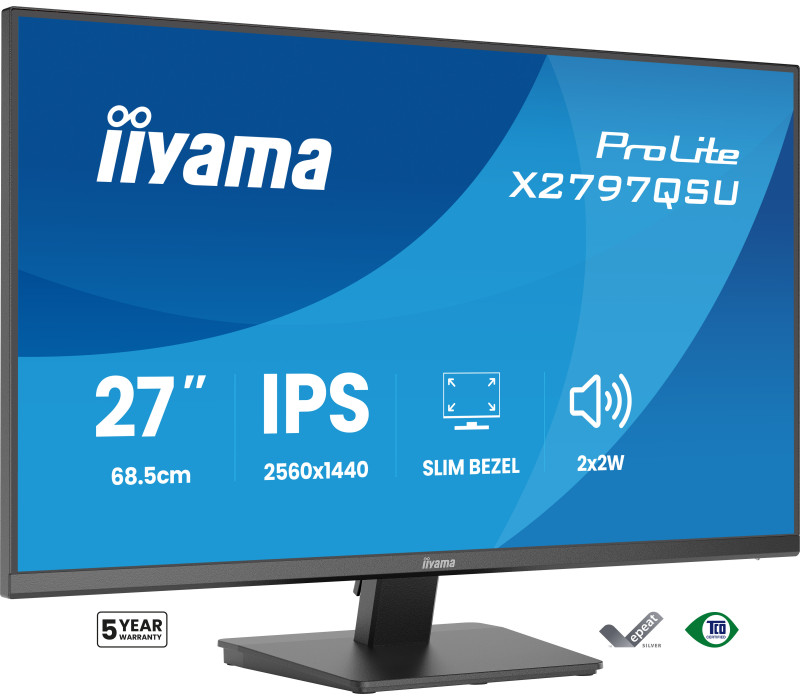 27" monitor iiyama ProLite X2797QSU-B1 IPS WQHD LED 120Hz 1ms /2xHDMI, DP/ FlickerFree, HubUSB/USB-C