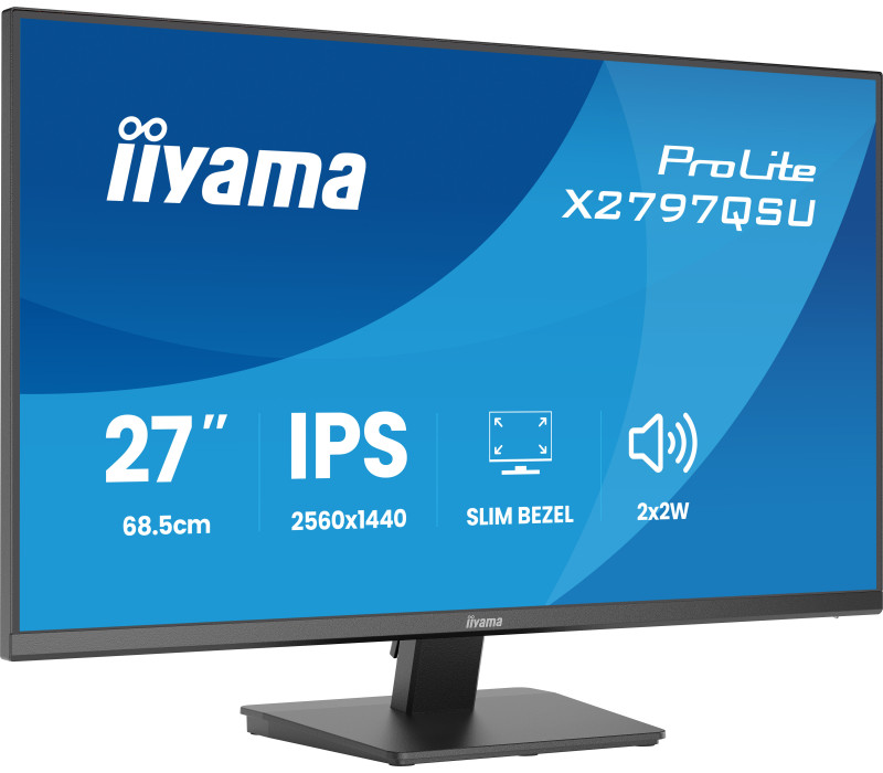 27" monitor iiyama ProLite X2797QSU-B1 IPS WQHD LED 120Hz 1ms /2xHDMI, DP/ FlickerFree, HubUSB/USB-C